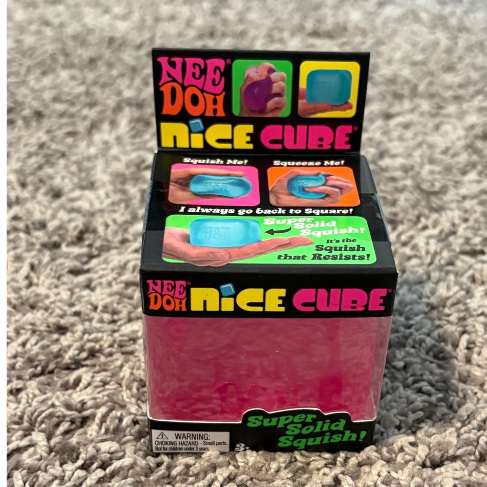 Schylling NeeDoh Nice Cube Pink Super Solid Squish Sensory Fidget